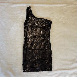 Forever 21 black Sequined one shoulder mini dress